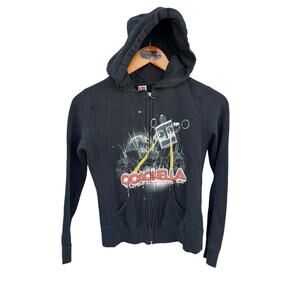 Rare Coachella 2008 Robot Hoodie Black Sweatshirt Size SMALL